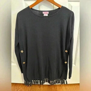 Lilly Pulitzer Ramona Fringe Sweater Size XS Black